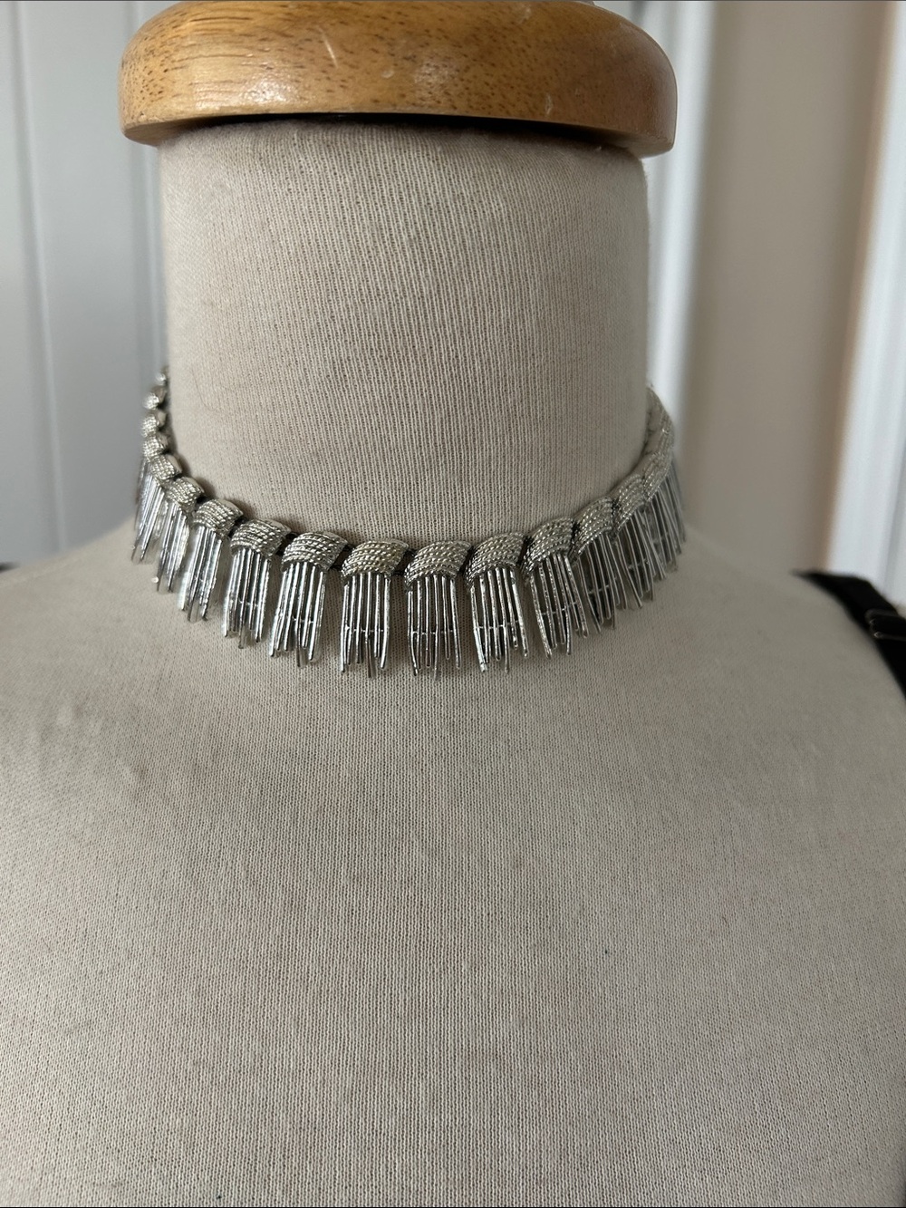 Sarah Coventry Silver Fringe Mesh Choker Necklace
